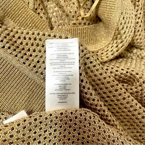 MICHAEL KORS Metallic Gold Knit Kaftan Poncho Med Business Casual EUC Designer - Picture 14 of 14